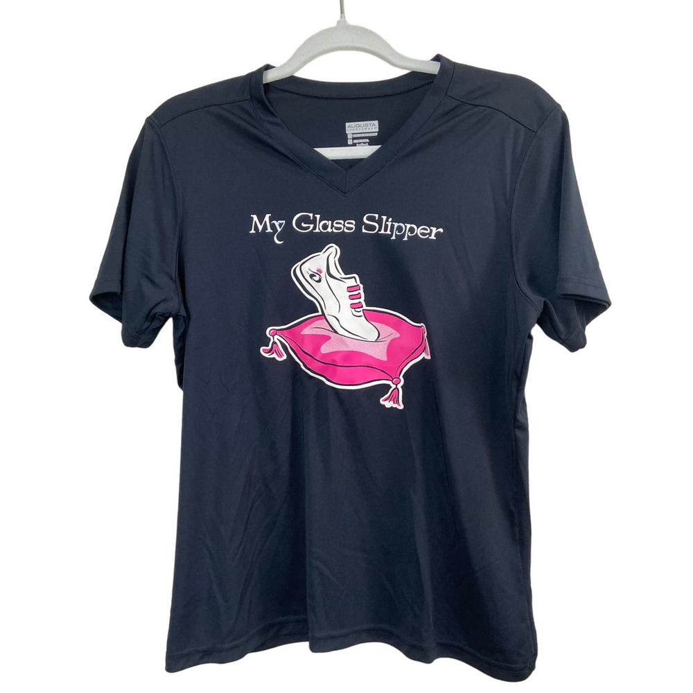 Women's Athletic Augusta Sportswear Black V-Neck Running Princess T-shirt L